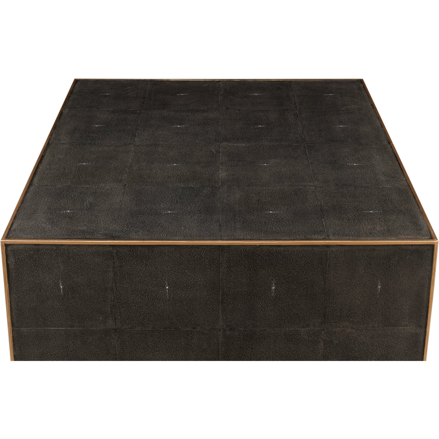 005 SR-857892 | Additional Silo | Midnight Coffee Table by Sarreid Ltd. in gray and gold leather trim. Made from wood, leather in a modern style.