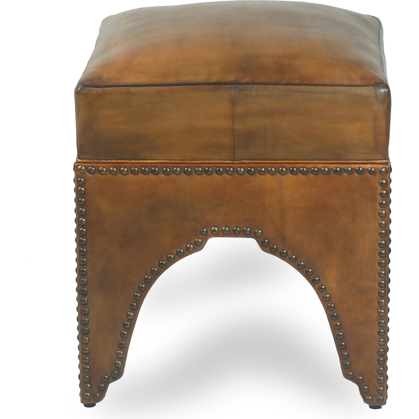 002 SR-857733 | Additional Silo | Giuseppe Footstool by Sarreid Ltd. in brown. Made from wood, leather in a cottage & farmhouse style.
