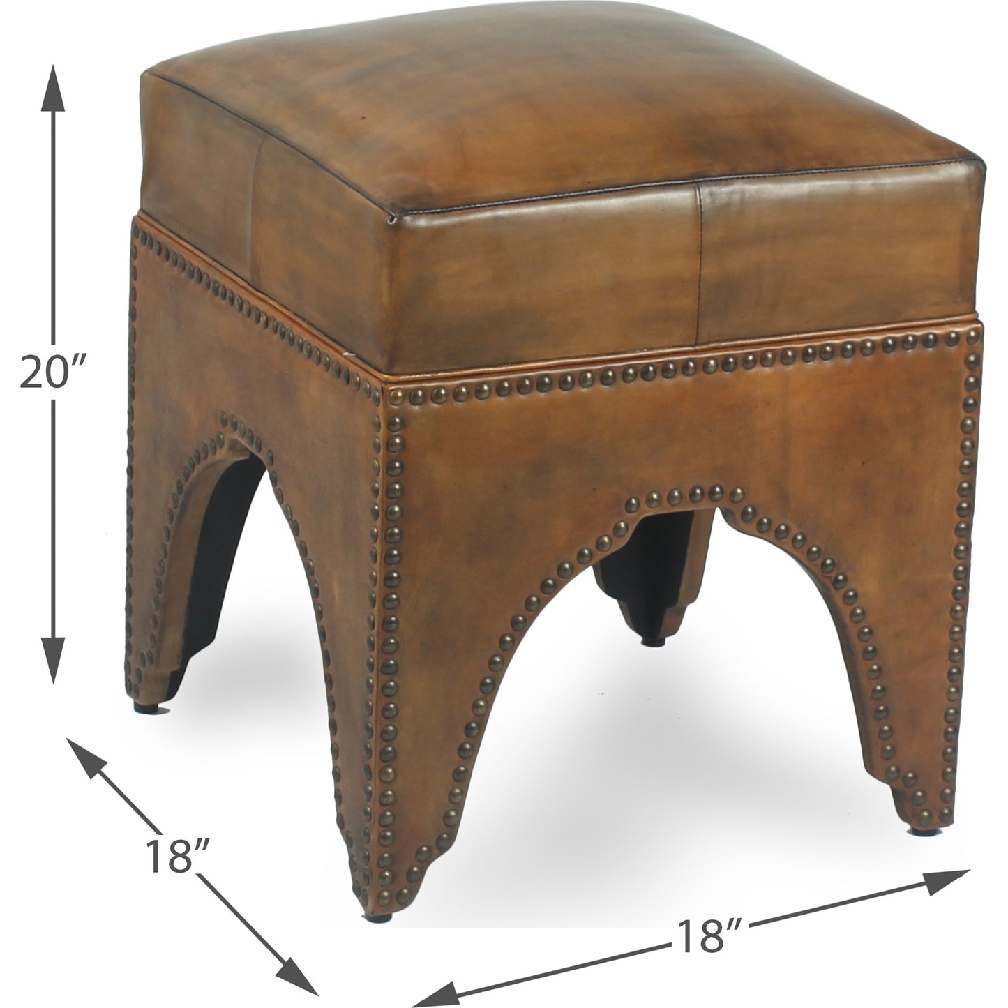 004 SR-857733 | Additional Silo | Giuseppe Footstool by Sarreid Ltd. in brown. Made from wood, leather in a cottage & farmhouse style.
