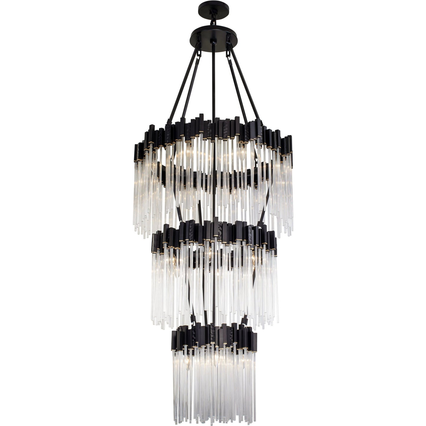 003 SI-1991485 | Additional Silo | Matrix 3 Tier Chandelier by Varaluz in matte black/french gold. Made from unique in a modern style.