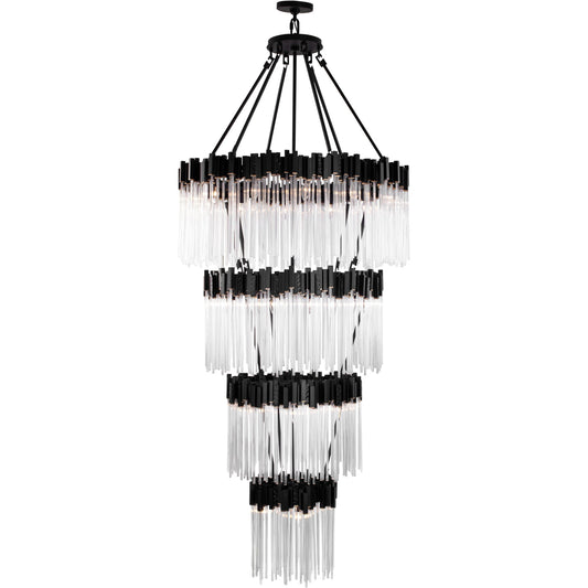 000 SI-1991487 | Primary Silo | Matrix 4 Tier Chandelier by Varaluz in matte black/french gold. Made from unique in a modern style.