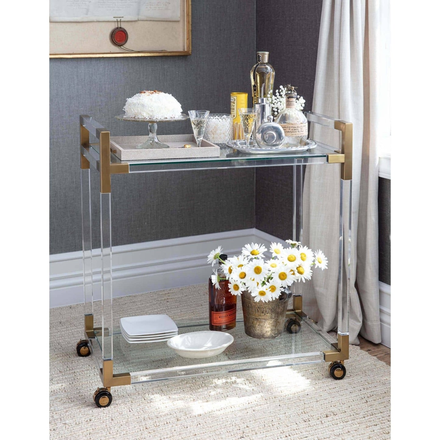 007 S-341469 | Lifestyle | Americano Bar Cart by Regina Andrew in clear and clear. Made from acrylic in a modern style.