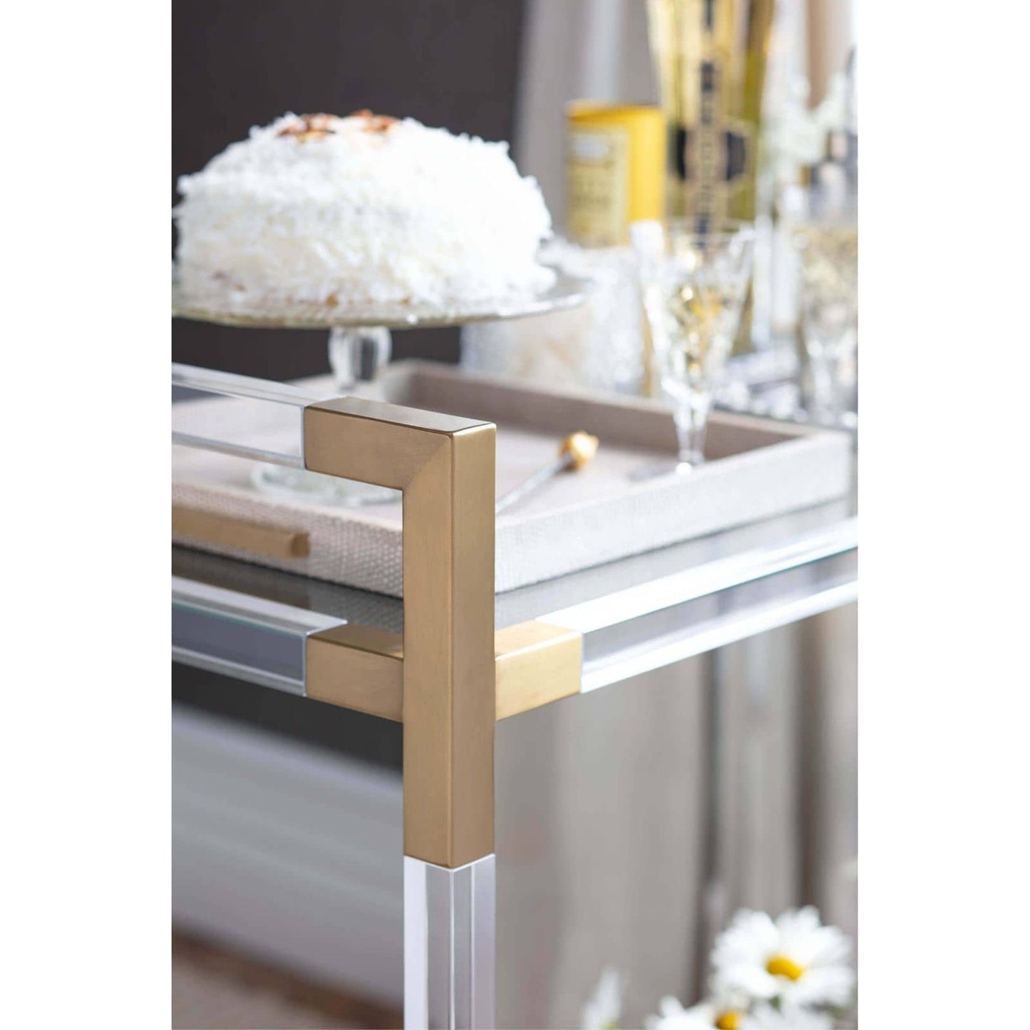 009 S-341469 | Lifestyle | Americano Bar Cart by Regina Andrew in clear and clear. Made from acrylic in a modern style.
