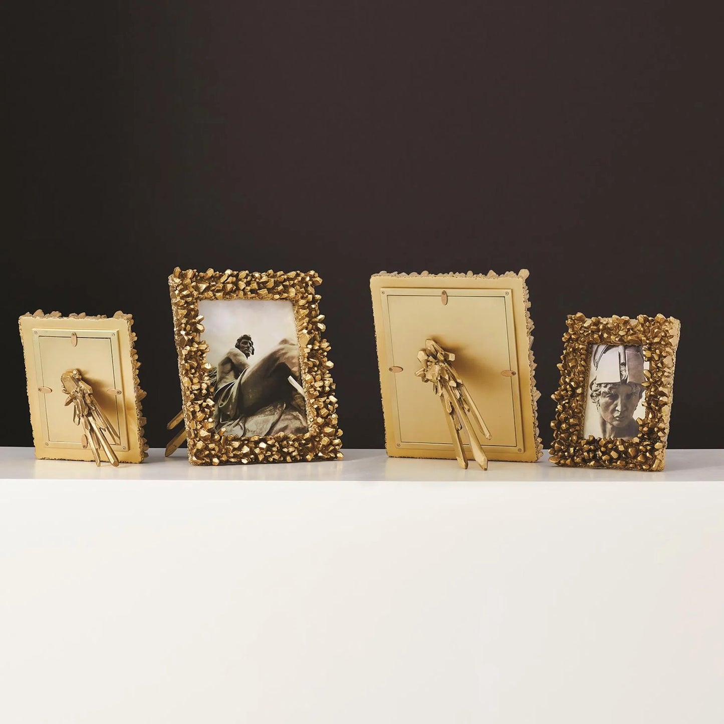 016 SR-891898,SR-891899 | Lifestyle | Facet Cluster Frame by Global Views. Made from brass, stainless steel, glass in a transitional style.