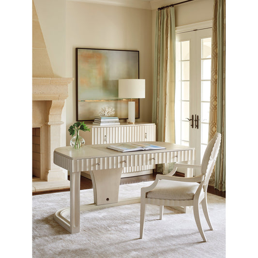 Caledonia Desk by Sligh in linen white. Made from unique in a transitional style.