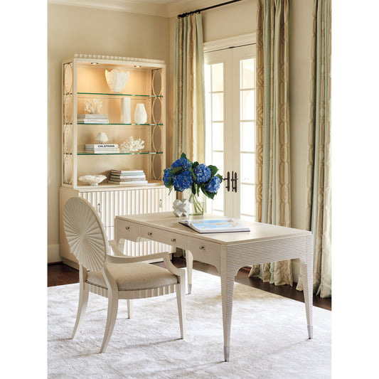 Roslyn Writing Desk by Sligh in linen white. Made from unique in a transitional style.