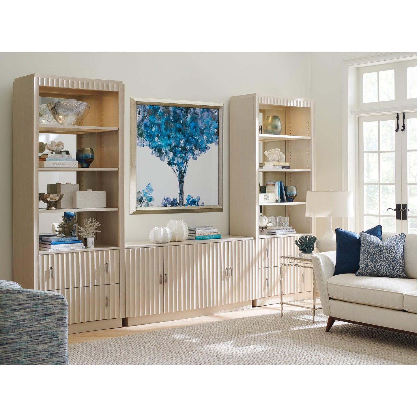 003 SI-1770843 | Lifestyle | Walden Bookcase by Sligh in linen white. Made from unique in a transitional style.
