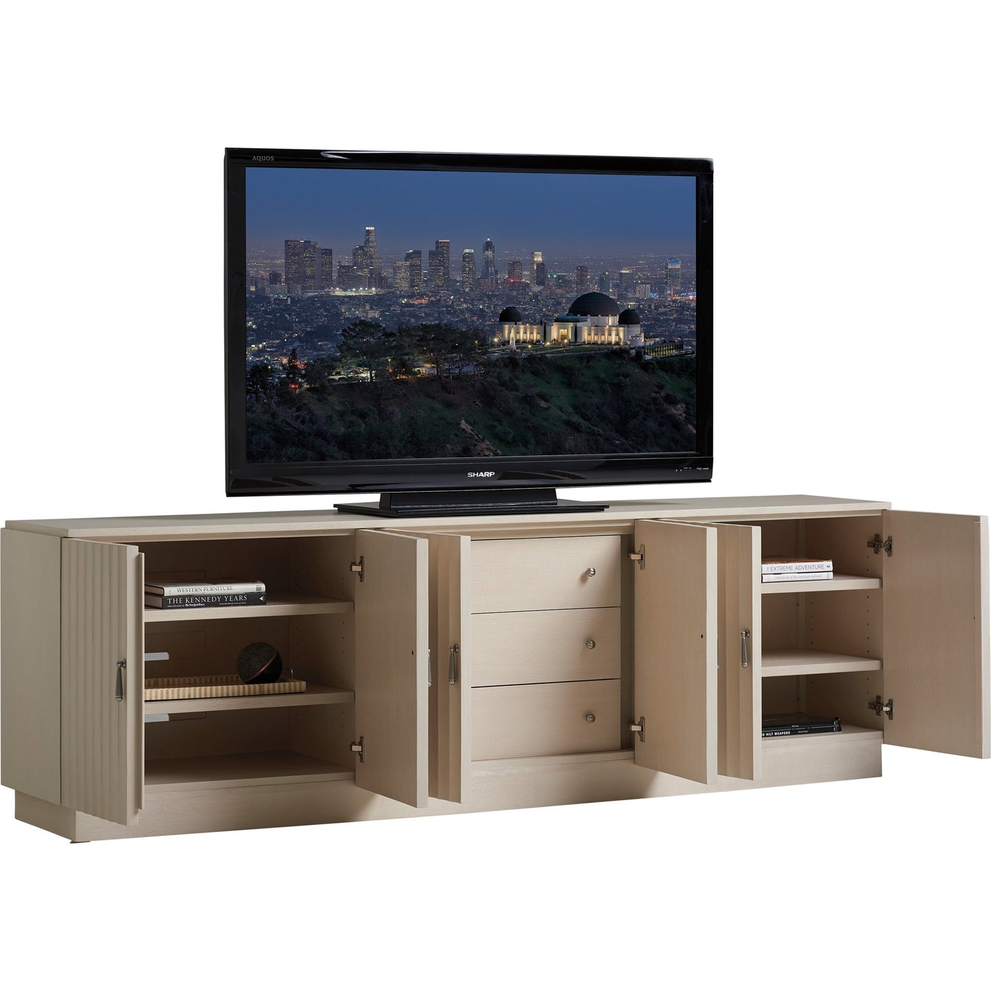 005 SI-1770842 | Additional Silo | San Marcos Media Console by Sligh in linen white. Made from unique in a transitional style.