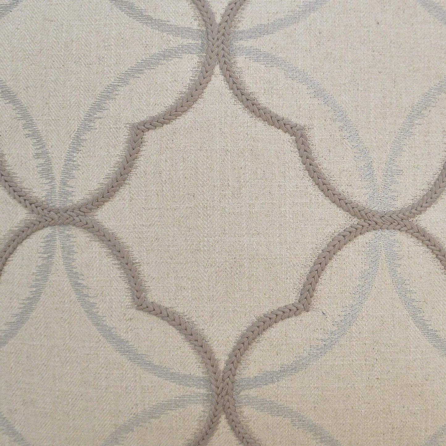 002 SI-2382431 | Closeup | Tempo Pillow by DV Kap Home in taupe. Made from 44% cotton, 30% rayon, 18% linen, 8% polyester in a transitional style.