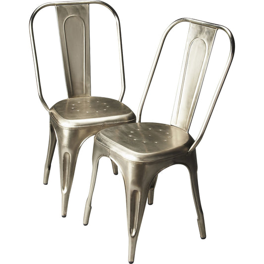 Garcon Iron Side Chair by Butler Specialty Company in silver and metalworks. Made from iron in a modern style.