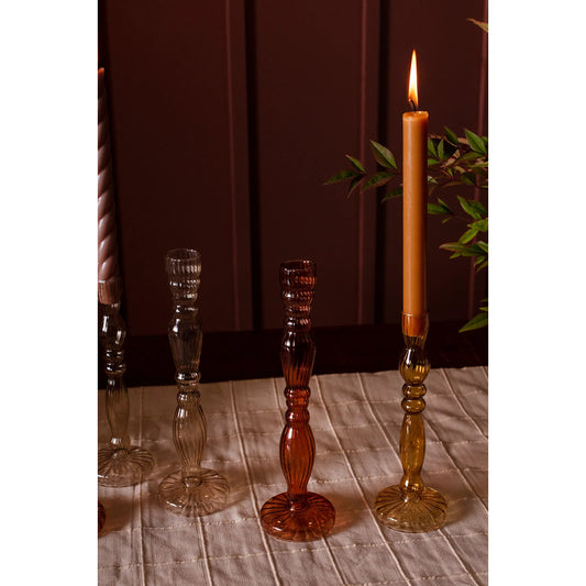 Raywood Candlestick 4 (Set of 4) by Accent Decor. Made from glass in a modern style.