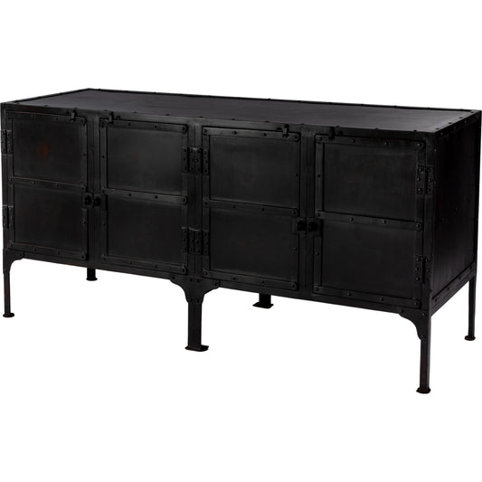 Owen Industrial Chic Console Cabinet by Butler Specialty Company in black and metalworks. Made from iron in a modern style.
