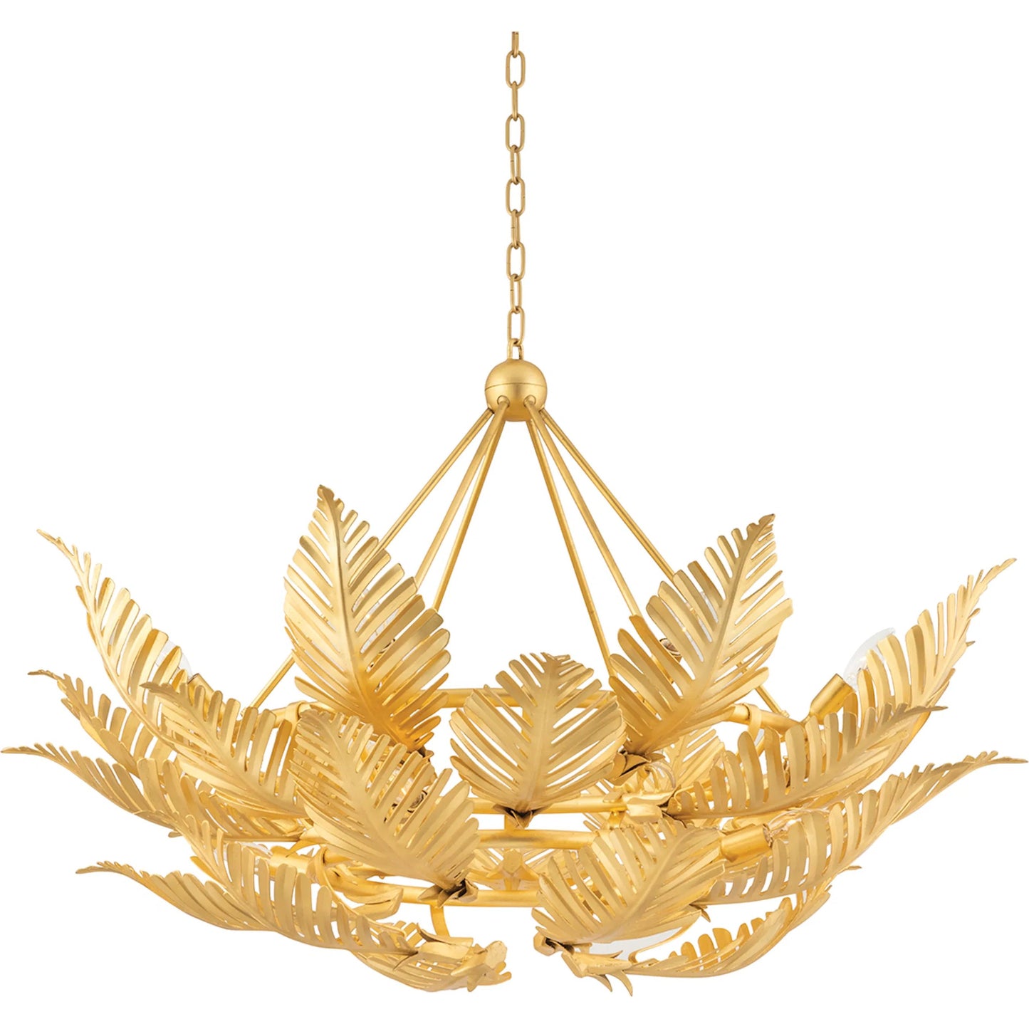 003 SI-2029889 | Primary Silo | Tropicale Pendant by Corbett in gold leaf. Made from hand crafted iron in a coastal style.