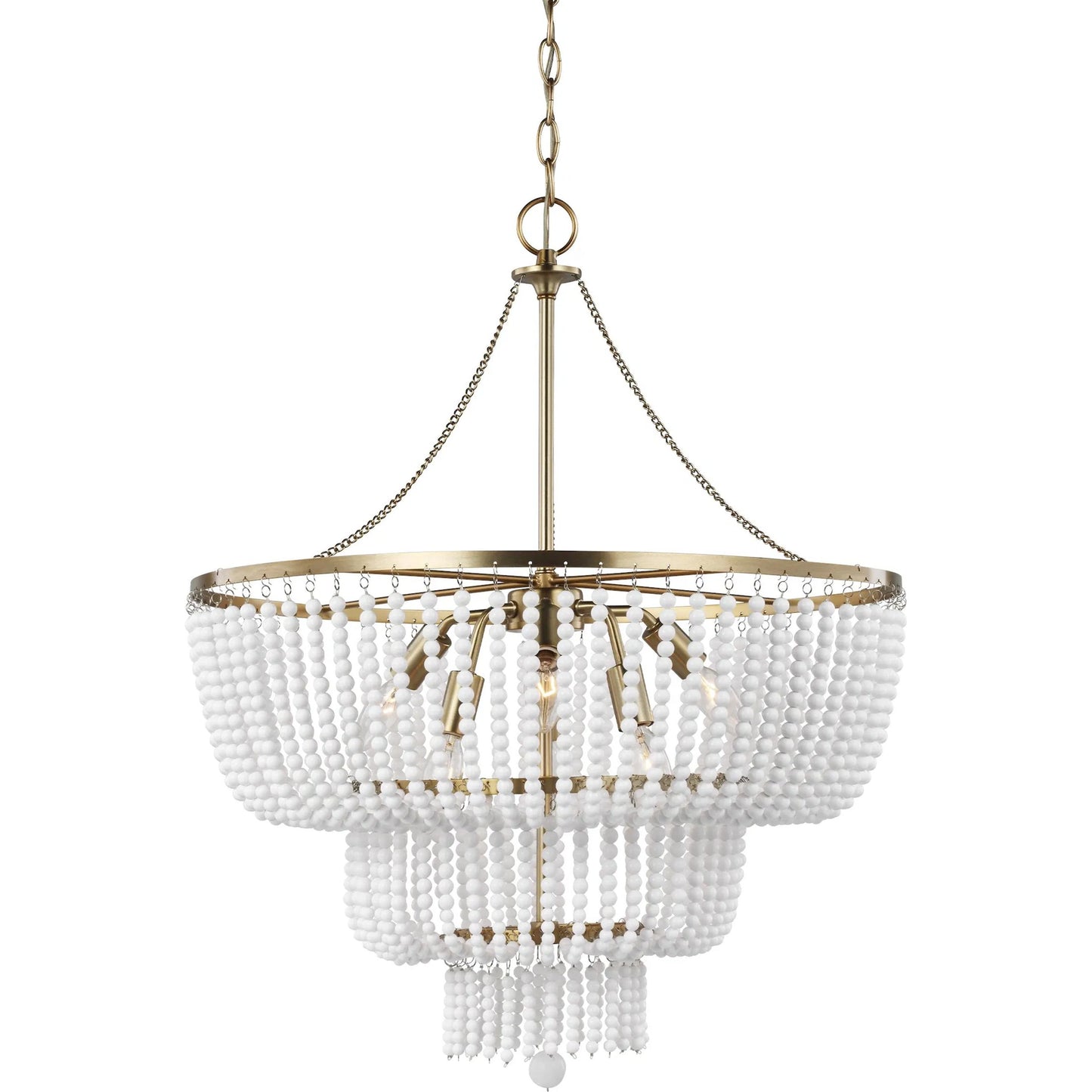 006 SI-2226147 | Unknown | Jackie Six Light Chandelier by Visual Comfort & Co. in satin brass. Made from steel in a unique style.