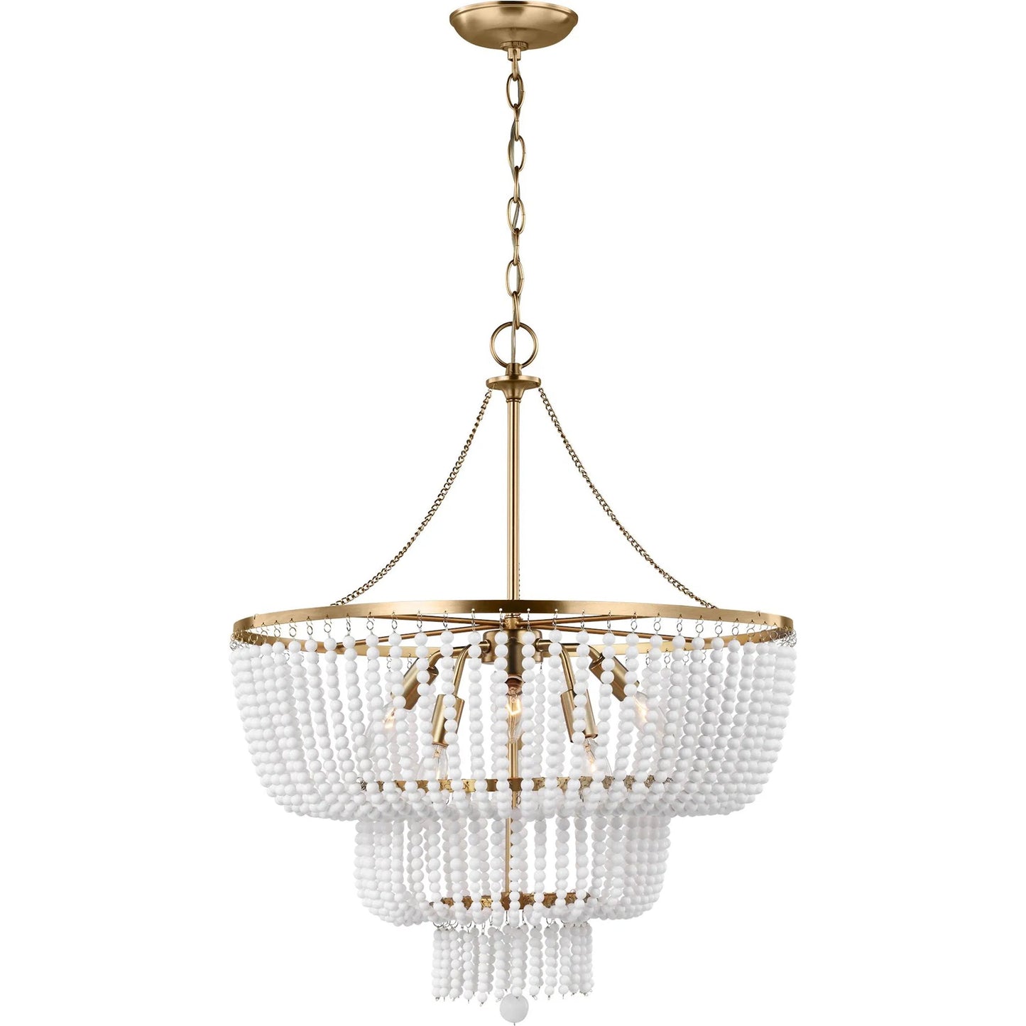 004 SI-2226147 | Primary Silo | Jackie Six Light Chandelier by Visual Comfort & Co. in satin brass. Made from steel in a unique style.