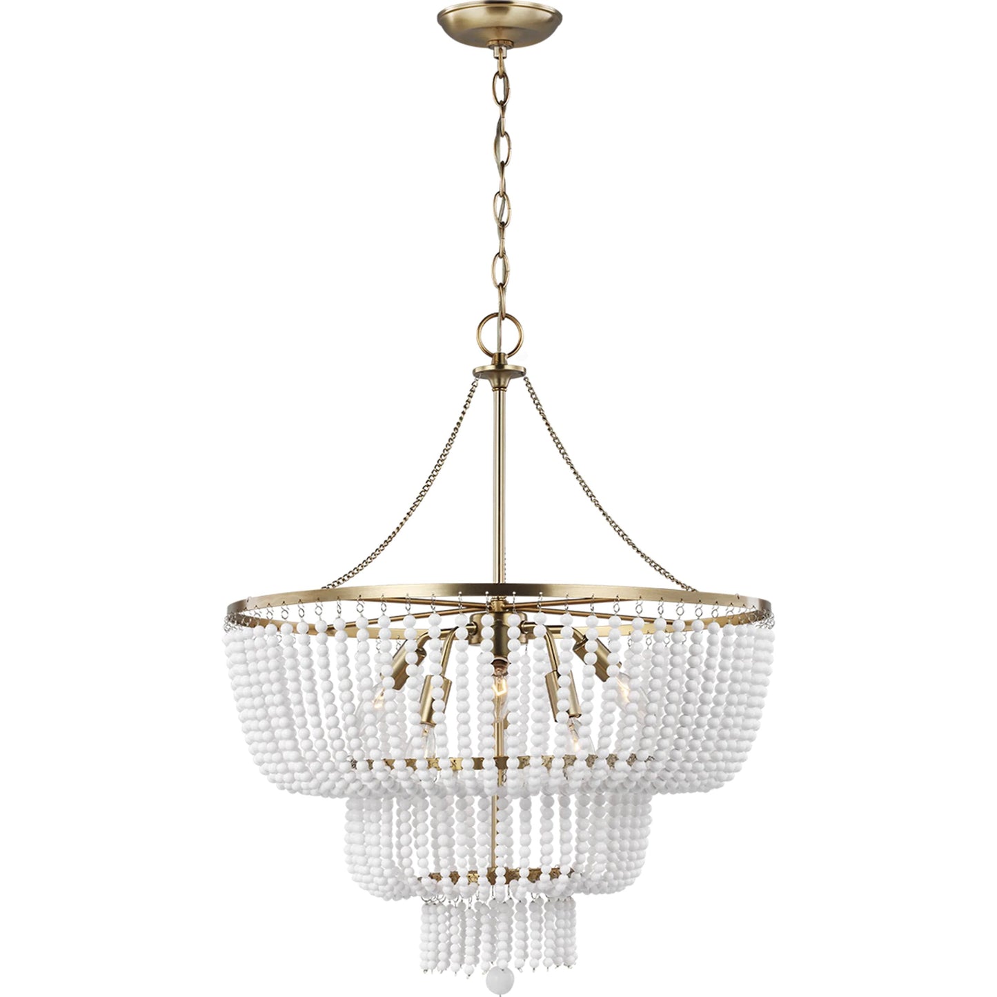 002 SI-2226147 | Primary Silo | Jackie Six Light Chandelier by Visual Comfort & Co. in satin brass. Made from steel in a unique style.