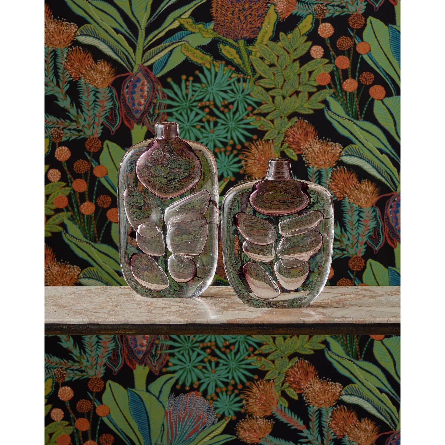 012 SI-2387181 | Lifestyle | Vicolino Vase by Currey and Company in clear, purple. Made from glass in a eclectic & global style.