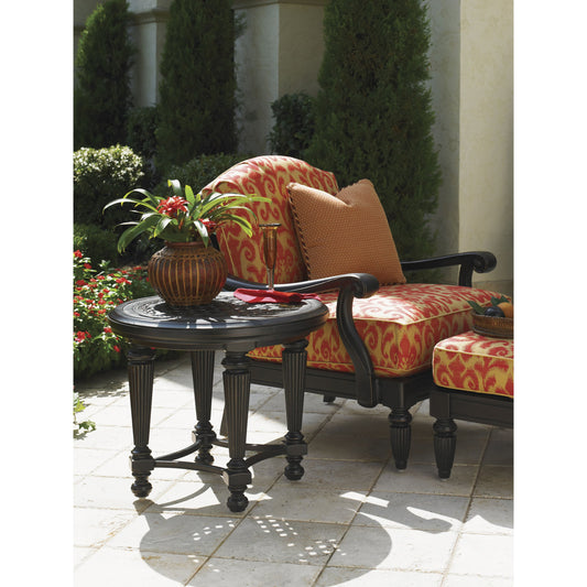 Kingstown Sedona Round End Table by Tommy Bahama Outdoor in black. Made from unique in a traditional style.
