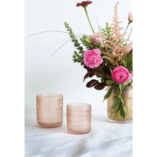 Share Votive (Set of 4) by Accent Decor in light-pink. Made from glass in a traditional style.