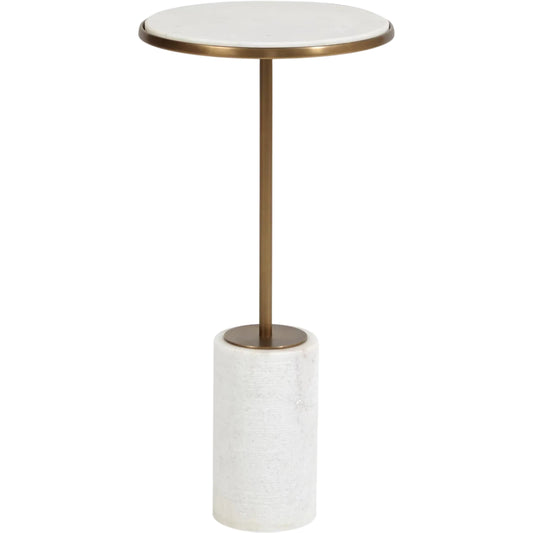 Short Cored Table by Global Views. Made from brass, marble in a transitional style.