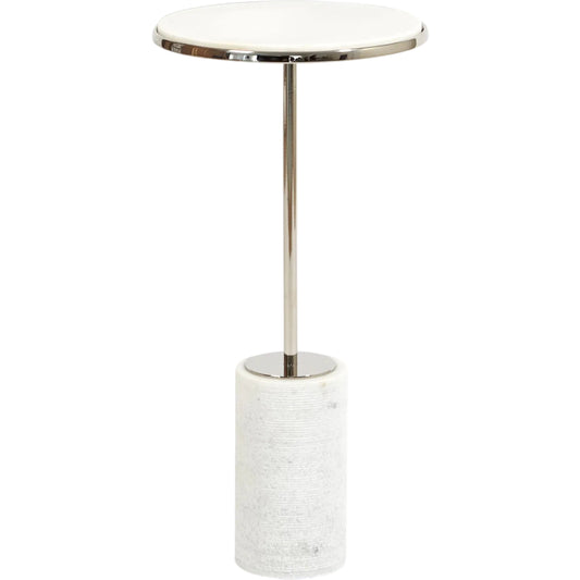 Short Cored Table by Global Views. Made from brass, marble in a transitional style.