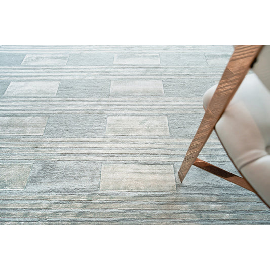 Metro Velvet Rug - Blue by Exquisite Rugs in blue. Made from wool, viscose in a unique style.