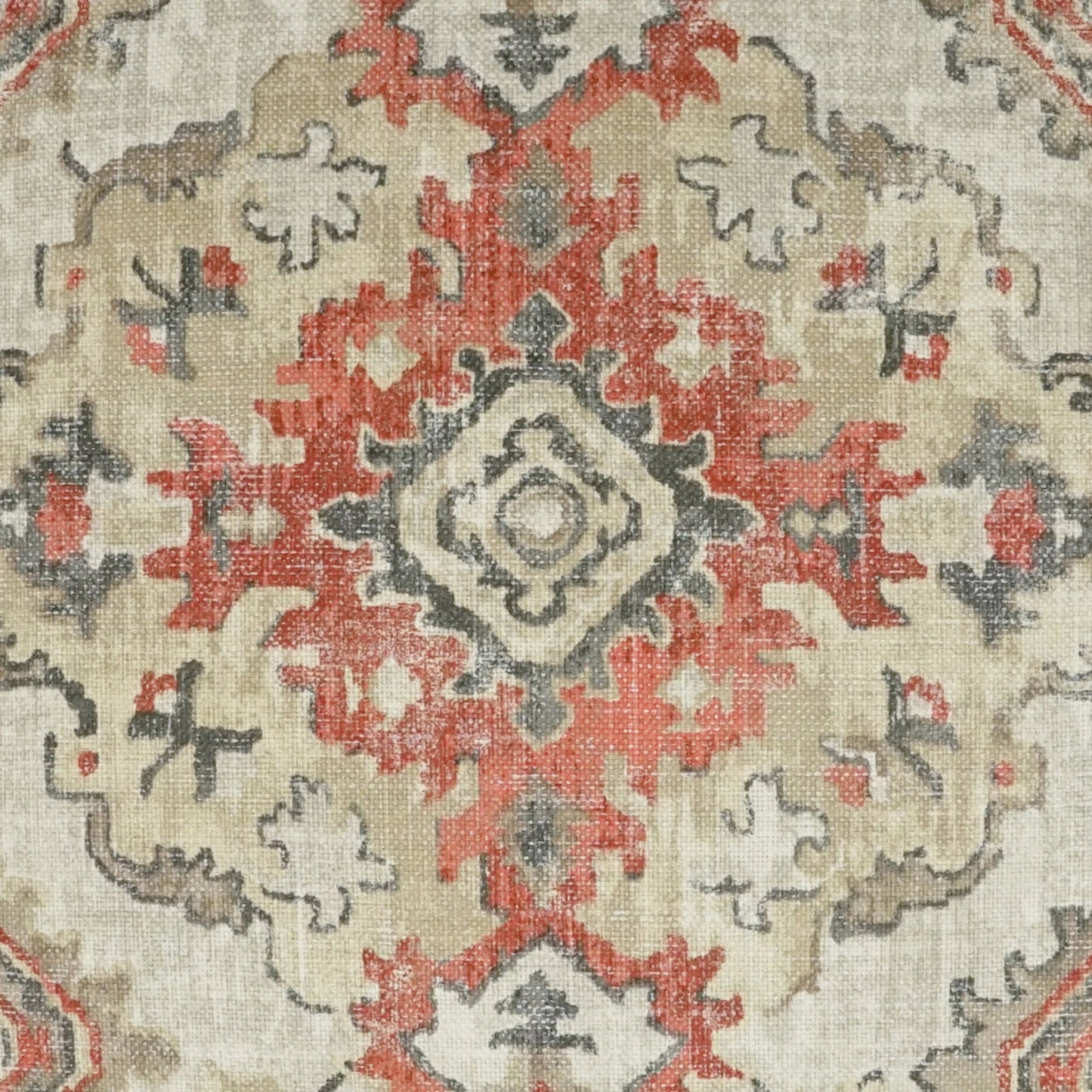 002 SR-907595 | Closeup | Kapoor by DV Kap Home in red, linen. Made from 75% cotton, 25% linen in a transitional style.