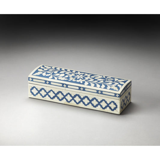 001 O-BUTLER-3232016 | Primary Silo | Amanda Storage Box by Butler Specialty Company in blue and hors d'oeuvres. Made from select wood solids, mdf, bone in a modern style.