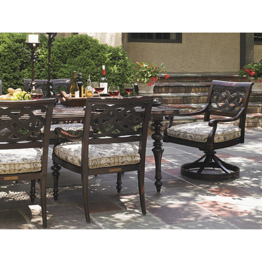 Royal Kahala Black Sands Dining Arm Chair by Tommy Bahama Outdoor in taupe. Made from unique in a traditional style.