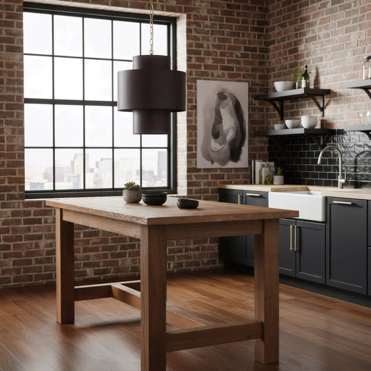 Cannery 4 Light Tall Pendant by Varaluz in bronze, brown. Made from galvanized steel in a unique style.