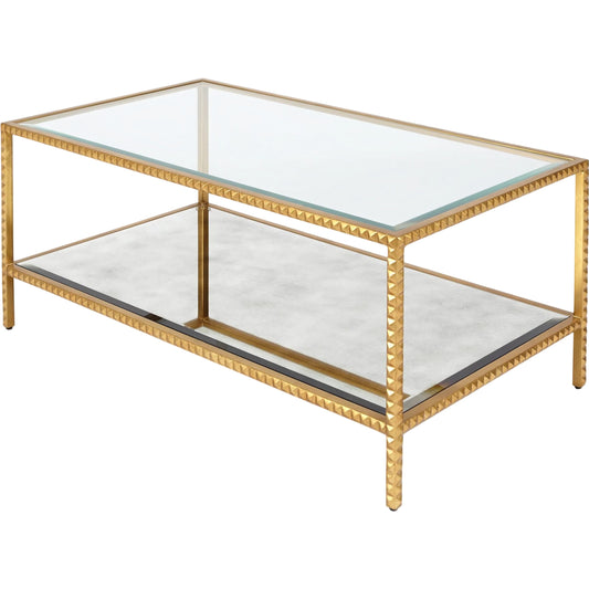 Stud Coffee Table by Global Views. Made from aluminum, glass in a transitional style.