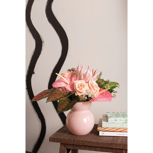Glenna Vase by Accent Decor in light-pink. Made from glass in a modern style.