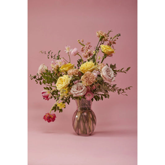 Full Bloom Vase by Accent Decor in pink. Made from glass in a modern style.