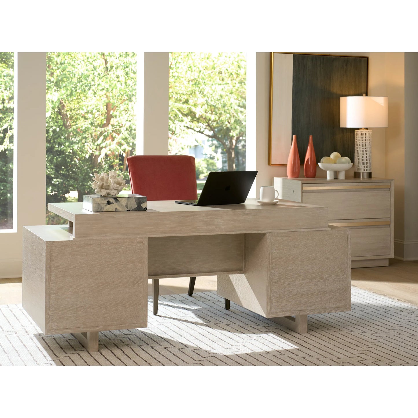 007 SI-2540597 | Lifestyle | Farallon Executive Desk by Sligh in white oak. Made from white oak in a unique style.