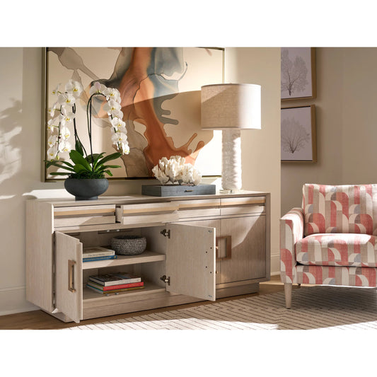 Farallon Media Console by Sligh in white oak. Made from white oak in a unique style.