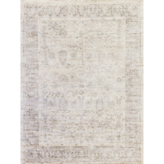 Antique'd Silk Rug - Beige, Light Brown by Exquisite Rugs in beige, light brown. Made from bamboo silk in a unique style.