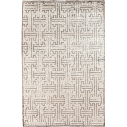 Bamboo Silk 3290 Rug by Exquisite Rugs in ivory, taupe. Made from bamboo silk in a unique style.