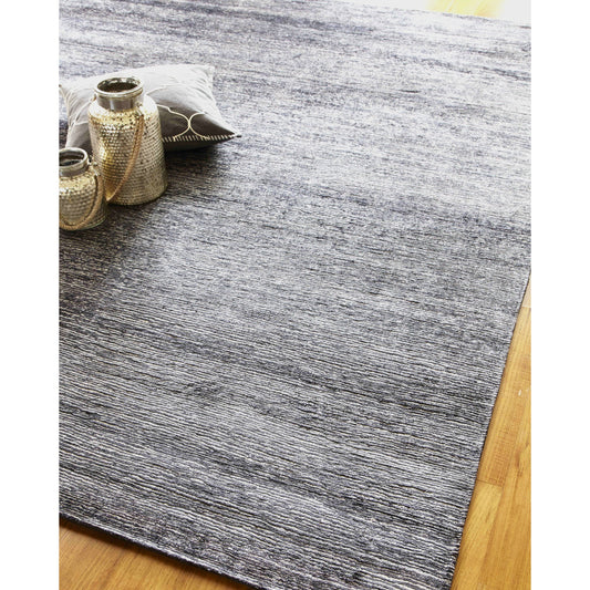 Crush Rug - Charcoal, Gray by Exquisite Rugs in charcoal, gray. Made from bamboo silk in a unique style.