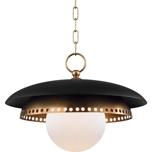 Herkimer Pendant by Hudson Valley in aged brass. Made from brass in a modern style.