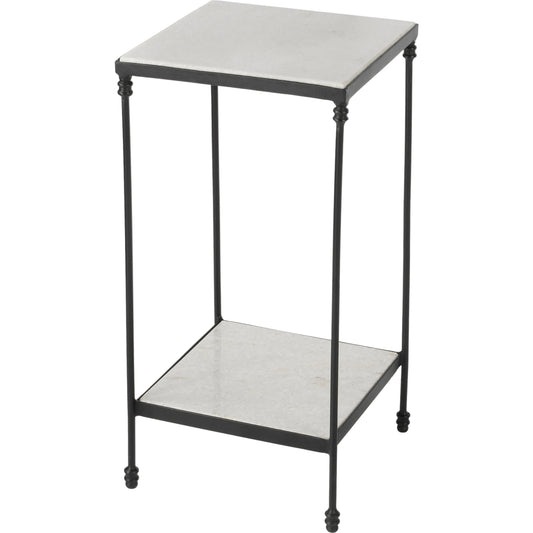Larkin Outdoor Accent Table by Butler Specialty Company in black. Made from iron, marble in a modern style.