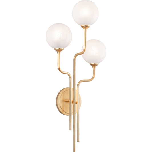 Onyx Wall Sconce by Corbett in vintage gold leaf. Made from steel in a modern style.