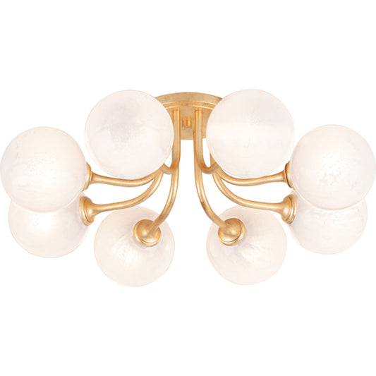 Onyx Semi Flush by Corbett in vintage gold leaf. Made from steel in a modern style.