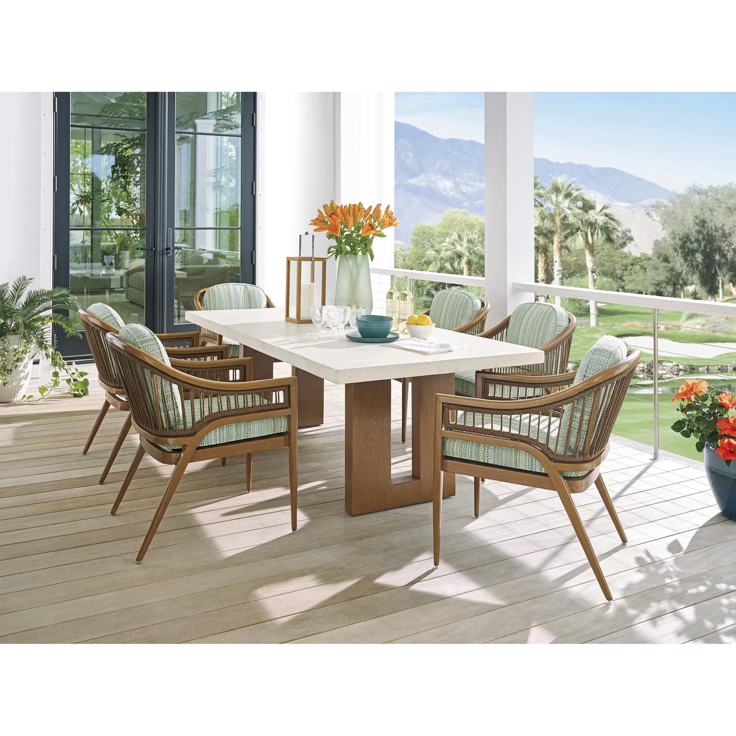 002 SI-2259583 | Additional Silo | Palm Desert Poolside Rectangular Dining Table by Tommy Bahama Outdoor in white agate. Made from wood, stone in a unique style.