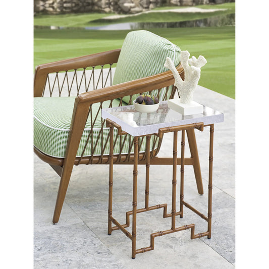 Palm Desert Poolside Accent Table by Tommy Bahama Outdoor in brown. Made from unique in a rustic style.