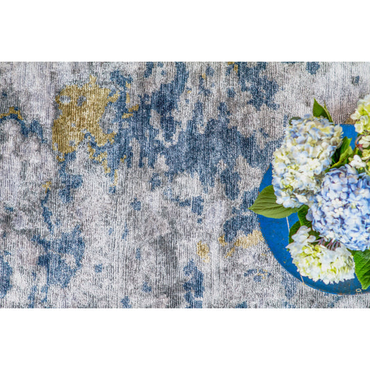 Bamboo Silk Rug by Exquisite Rugs in blue, gray. Made from bamboo silk in a unique style.