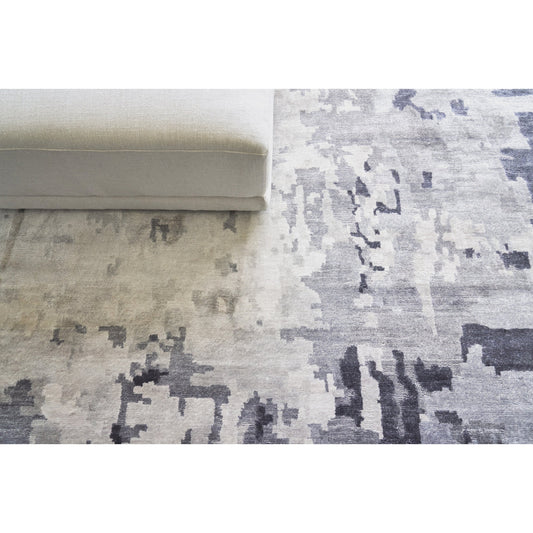 Bamboo Silk 3341 Rug by Exquisite Rugs in blue, gray. Made from bamboo silk in a unique style.