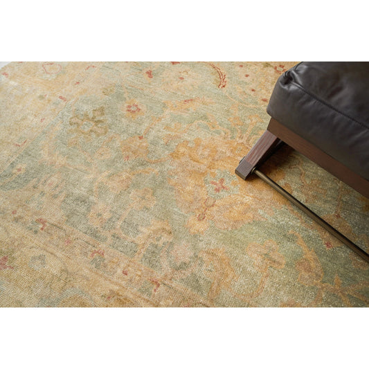 Antique Weave Oushak 3344 Rug by Exquisite Rugs in light blue, gold. Made from new zealand wool in a unique style.