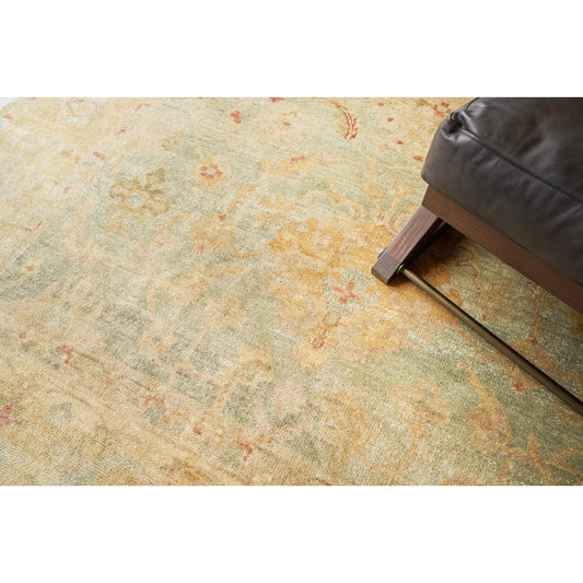 Antique Weave Oushak Rug - Light Blue, Gold by Exquisite Rugs in light blue, gold. Made from new zealand wool in a unique style.