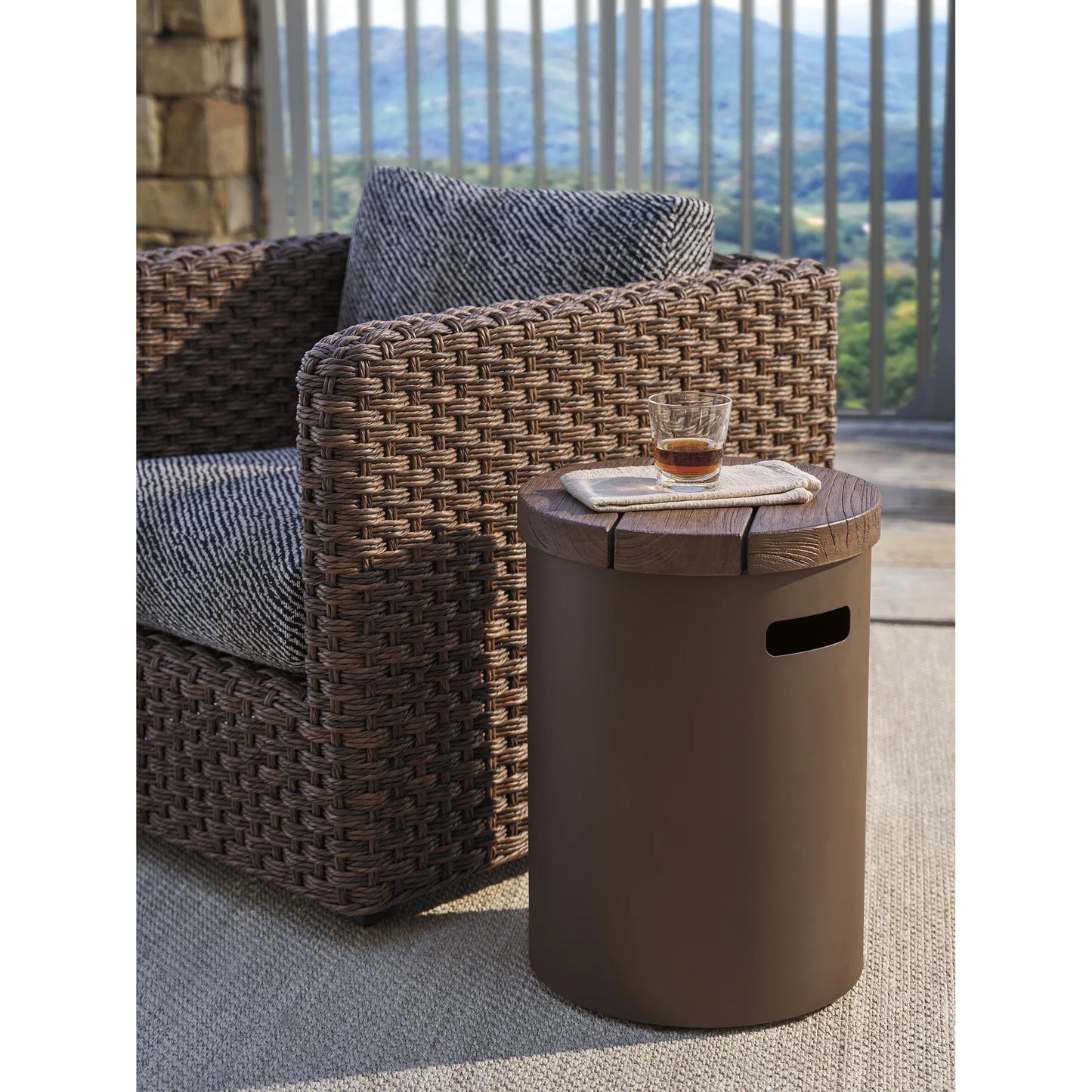 003 SI-2242614 | Additional Silo | Kilimanjaro Outdoor Round End Table in Teak by Tommy Bahama Outdoor in espresso. Made from unique in a unique style.