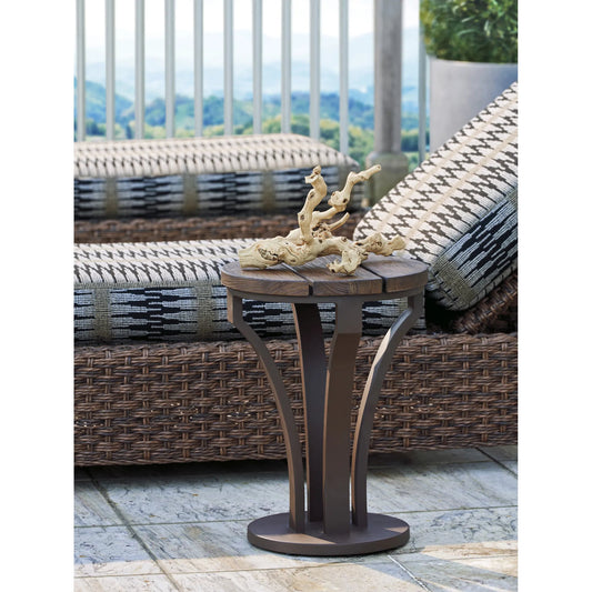 Kilimanjaro Accent Table by Tommy Bahama Outdoor in tobacco. Made from unique in a traditional style.